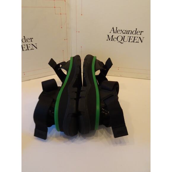 Alexander McQueen Strappy Slide Sandals Green Black Sz 37 NIB 842 - Picture 5 of 7